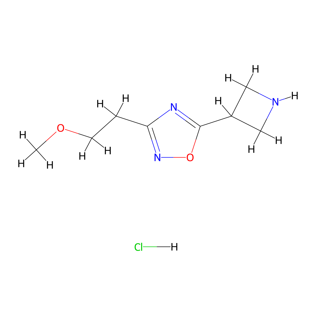 5-(Azetidin-3-yl)-3-(2-methoxyethyl)-1,2,4-oxadiazole hydrochloride molecular structure, CAS 1630903-28-4
