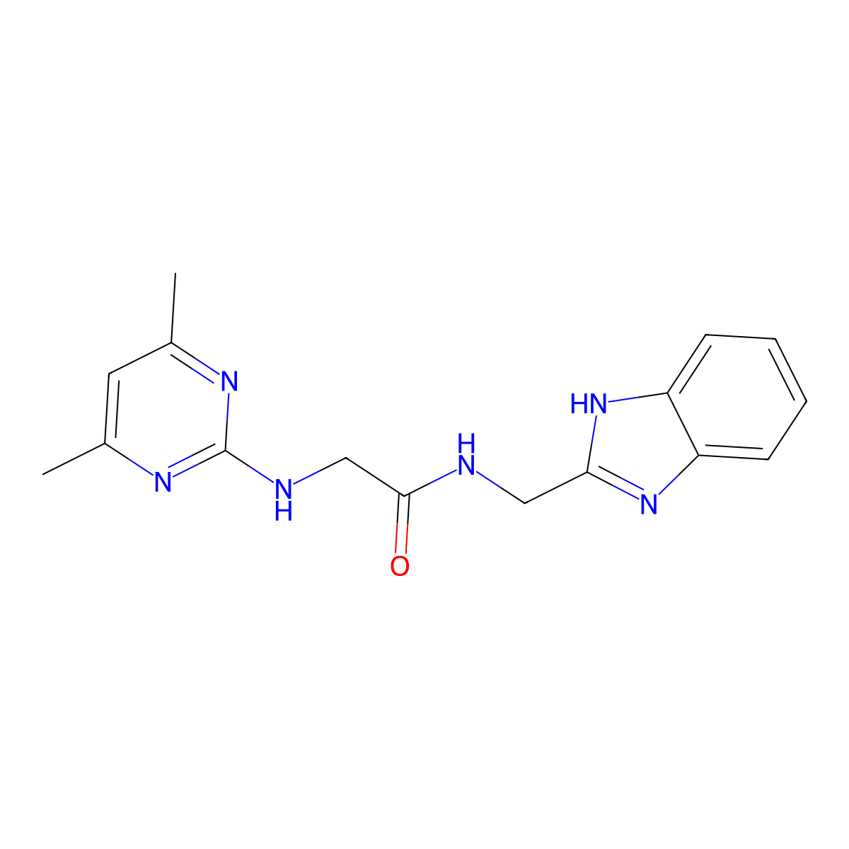N-(1H-1,3-benzimidazol-2-ylmethyl)-2-[(4,6-dimethyl-2-pyrimidinyl)amino]acetamide molecular structure, CAS 1630903-32-0
