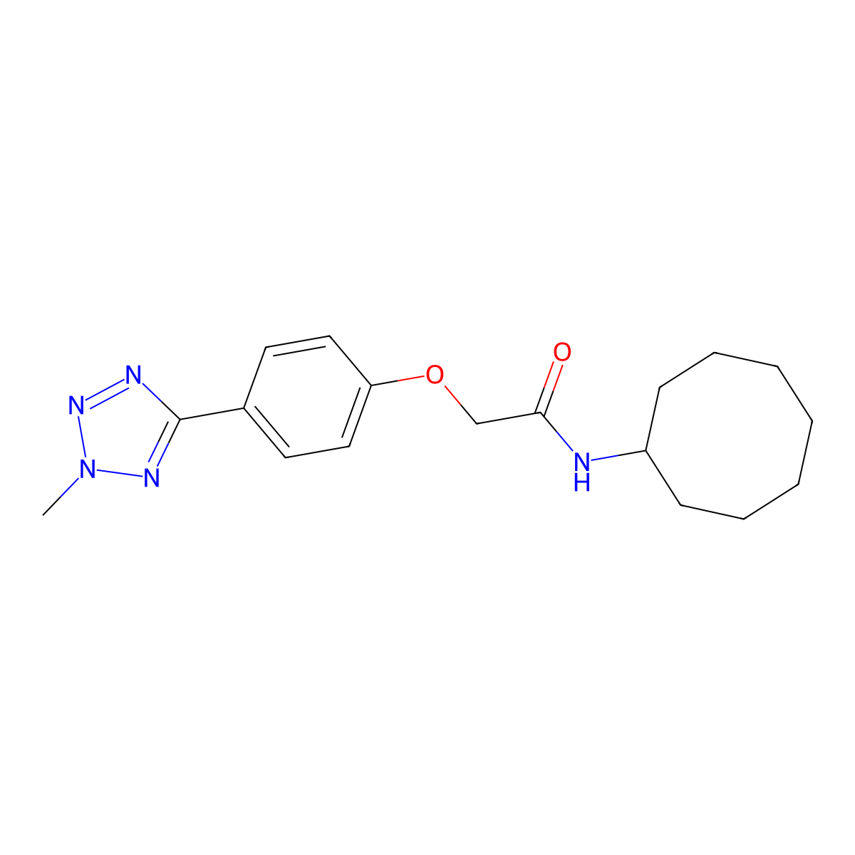 N-cyclooctyl-2-[4-(2-methyl-2H-tetrazol-5-yl)phenoxy]acetamide molecular structure, CAS 1630903-40-0
