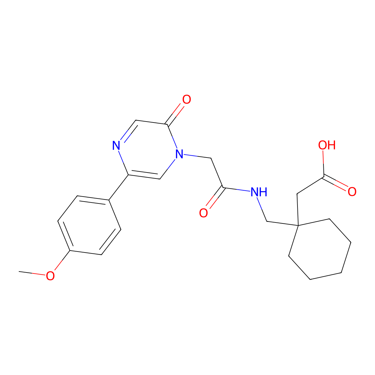 {1-[({[5-(4-methoxyphenyl)-2-oxopyrazin-1(2H)-yl]acetyl}amino)methyl]cyclohexyl}acetic acid molecular structure, CAS 1630903-41-1
