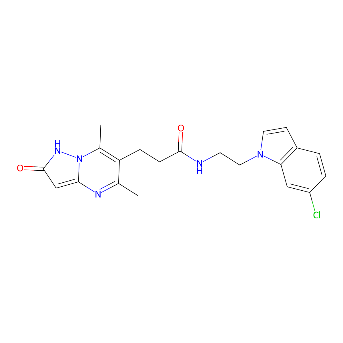 N-[2-(6-chloro-1H-indol-1-yl)ethyl]-3-(5,7-dimethyl-2-oxo-1,2-dihydropyrazolo[1,5-a]pyrimidin-6-yl)propanamide molecular structure, CAS 1630903-70-6