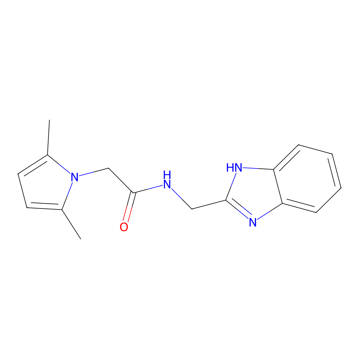 N-(1H-benzimidazol-2-ylmethyl)-2-(2,5-dimethyl-1H-pyrrol-1-yl)acetamide molecular structure, CAS 1630903-73-9