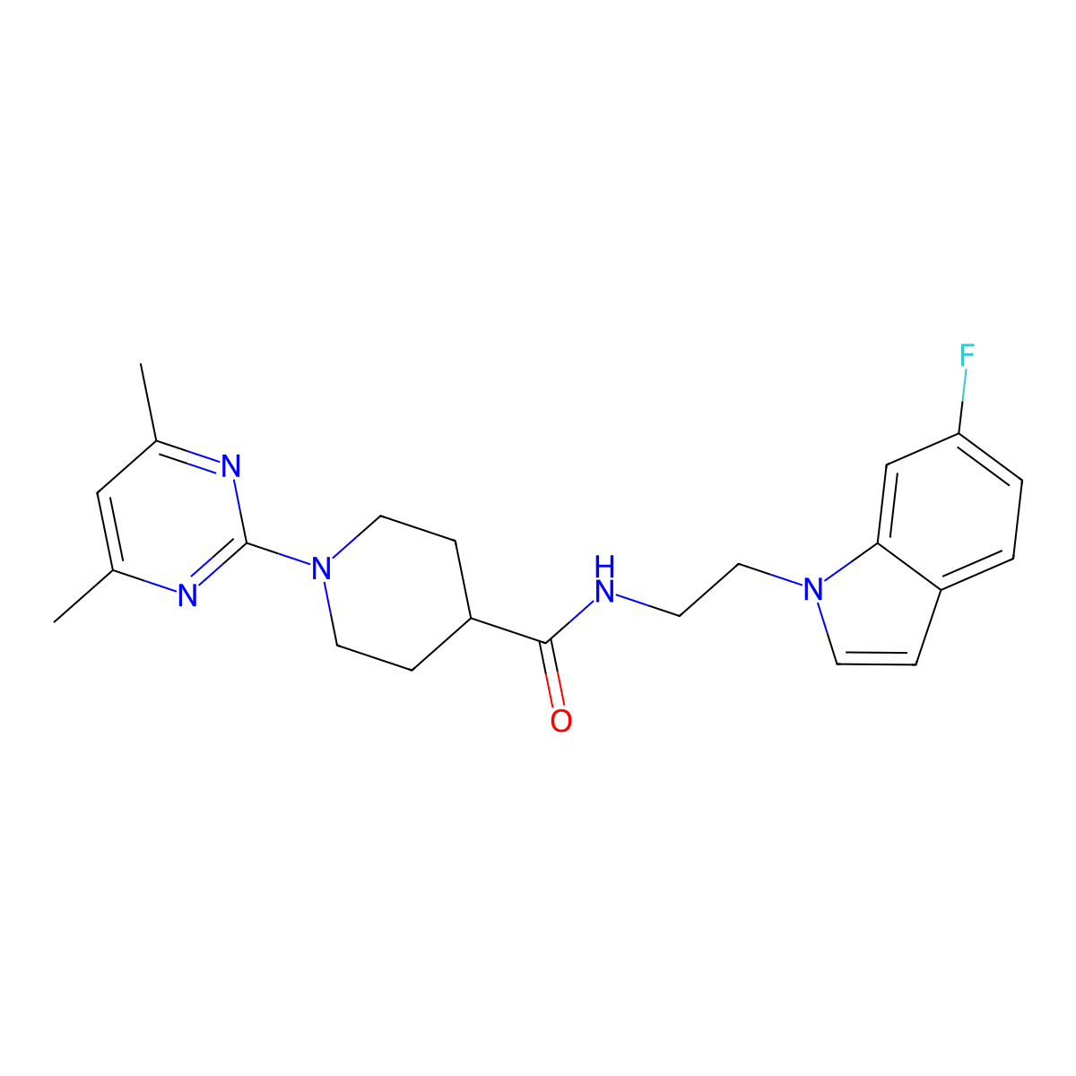 1-(4,6-dimethylpyrimidin-2-yl)-N-[2-(6-fluoro-1H-indol-1-yl)ethyl]piperidine-4-carboxamide molecular structure, CAS 1630903-75-1