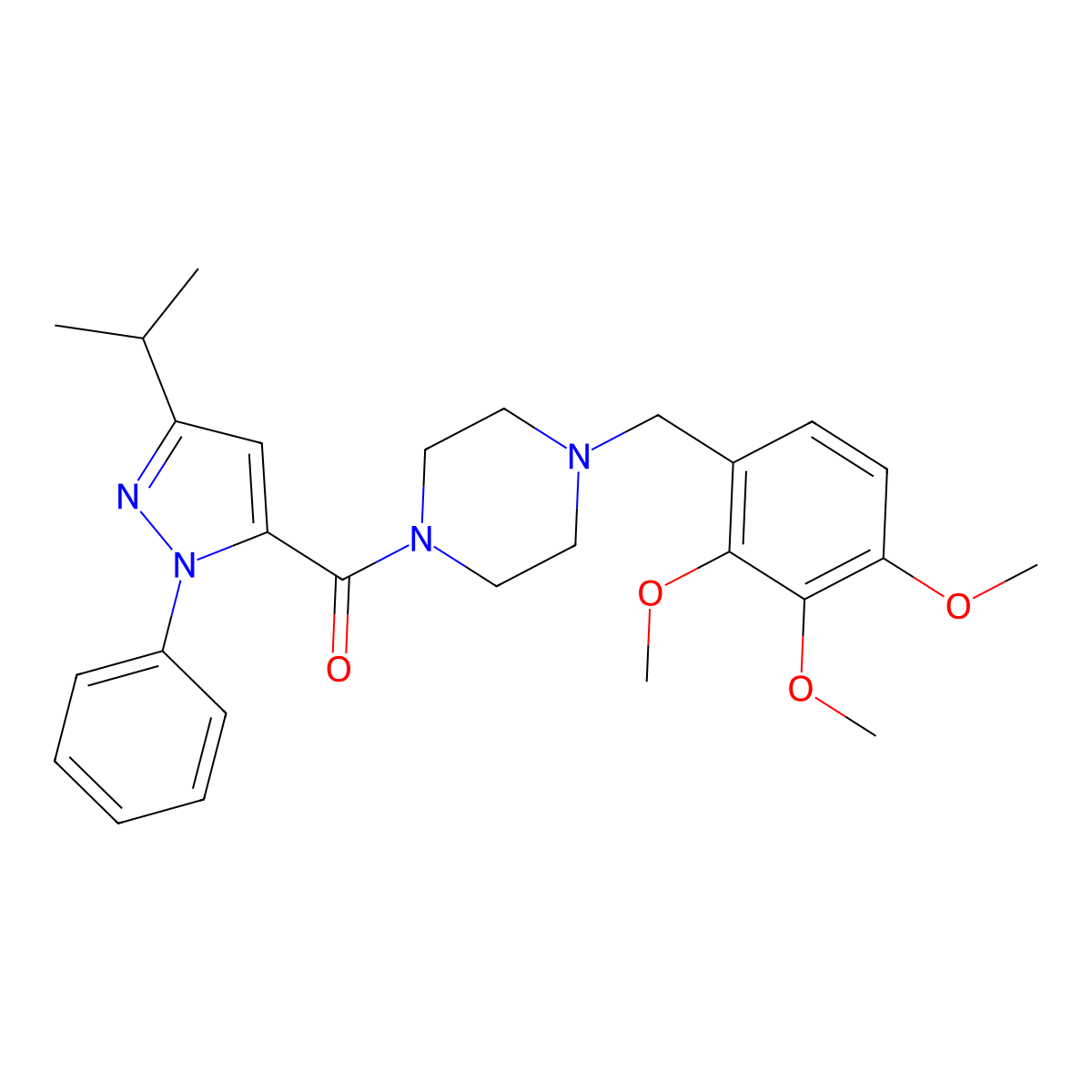 (3-isopropyl-1-phenyl-1H-pyrazol-5-yl)[4-(2,3,4-trimethoxybenzyl)piperazino]methanone molecular structure, CAS 1630903-82-0