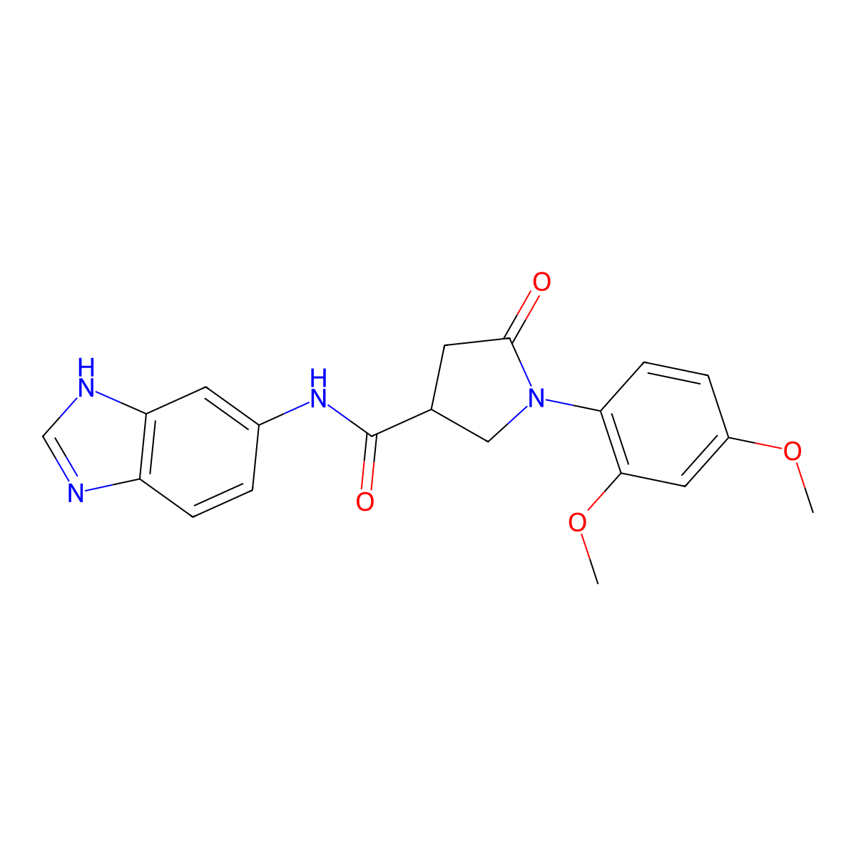 N-(1H-benzimidazol-6-yl)-1-(2,4-dimethoxyphenyl)-5-oxopyrrolidine-3-carboxamide molecular structure, CAS 1630903-94-4