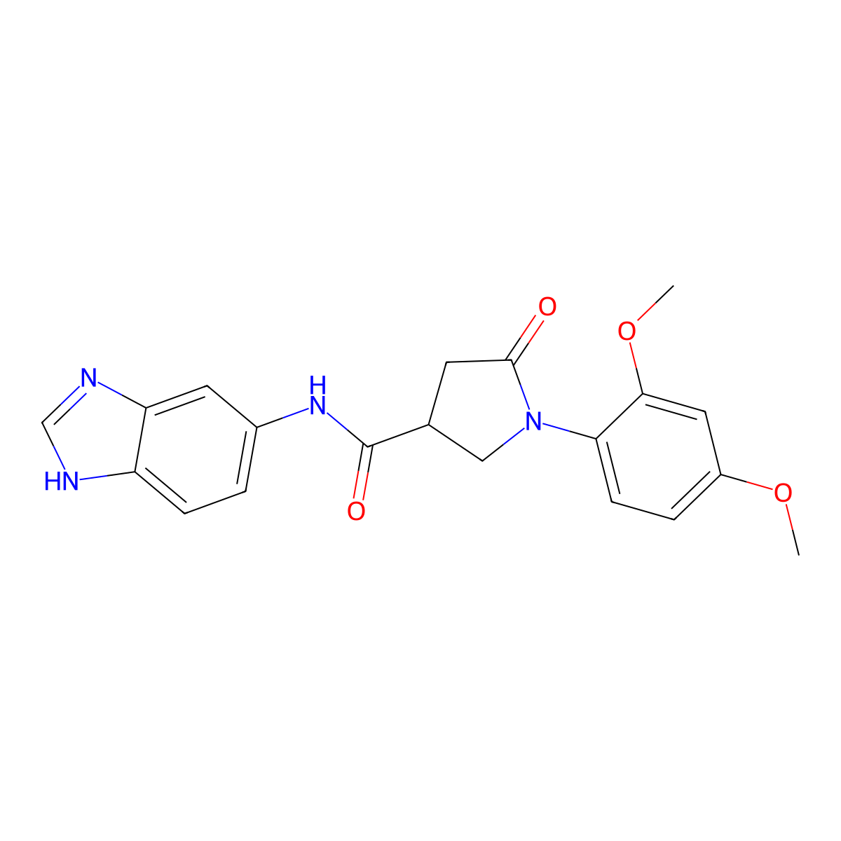 N-(1H-benzimidazol-6-yl)-1-(2,4-dimethoxyphenyl)-5-oxopyrrolidine-3-carboxamide molecular structure, CAS 1630903-94-4