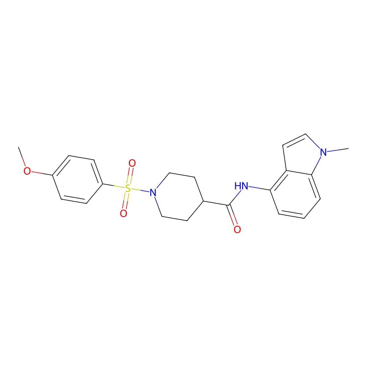 1-[(4-methoxyphenyl)sulfonyl]-N-(1-methyl-1H-indol-4-yl)piperidine-4-carboxamide molecular structure, CAS 1630904-11-8
