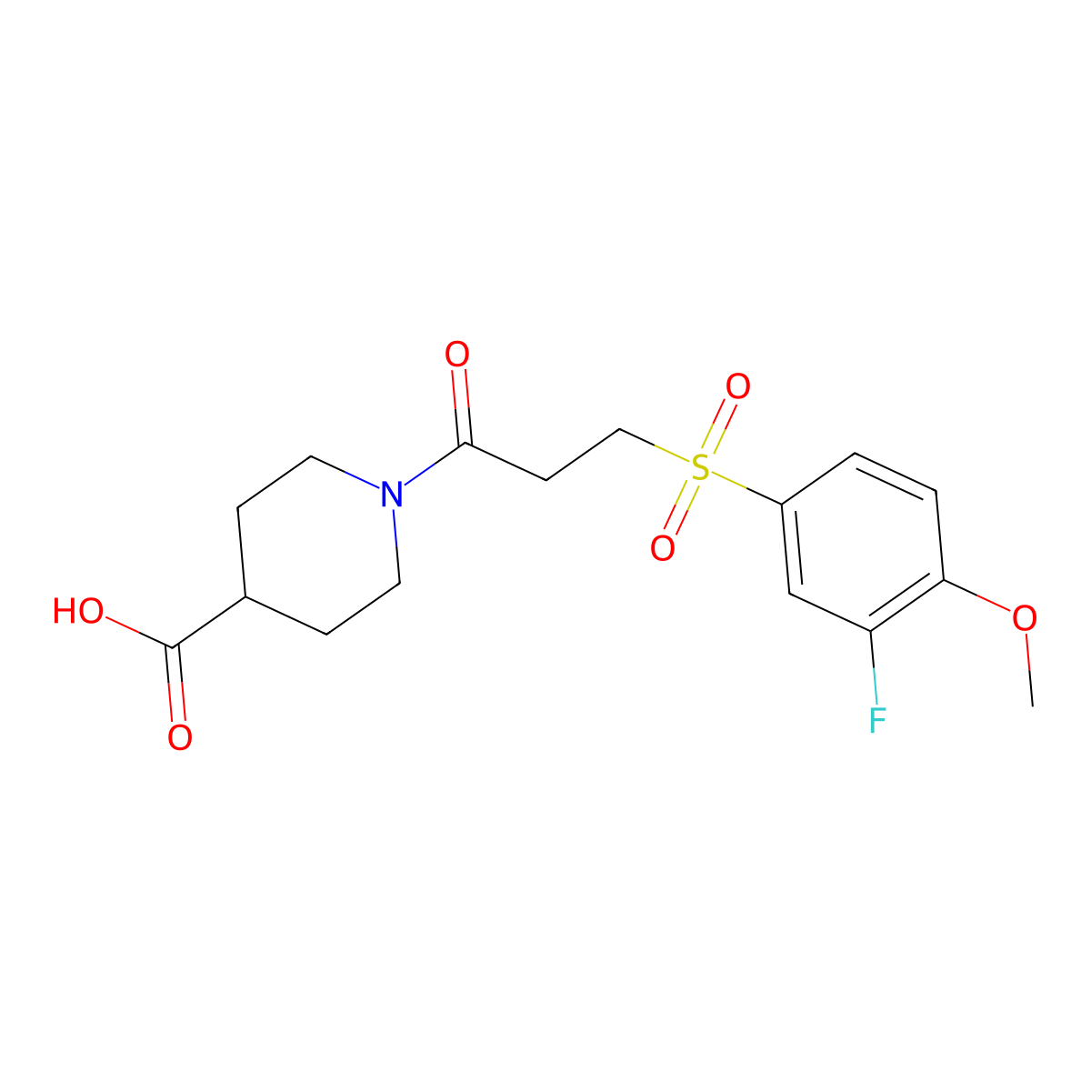1-{3-[(3-Fluoro-4-methoxyphenyl)sulfonyl]propanoyl}piperidine-4-carboxylic acid molecular structure, CAS 1630904-27-6