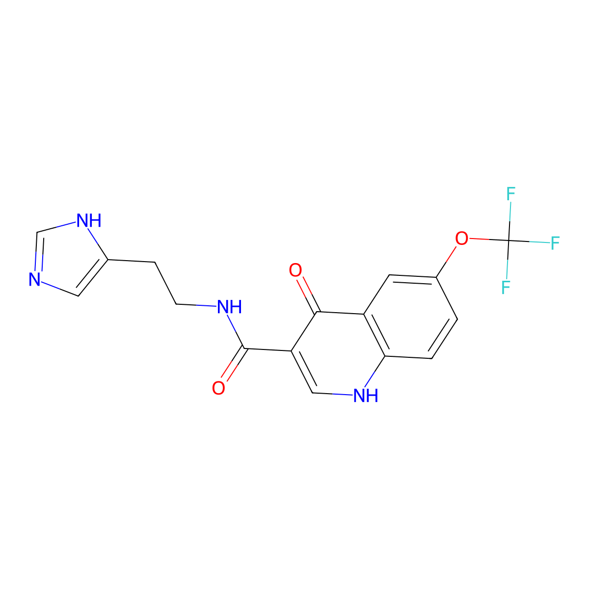 4-hydroxy-N-[2-(1H-imidazol-4-yl)ethyl]-6-(trifluoromethoxy)quinoline-3-carboxamide molecular structure, CAS 1630904-29-8