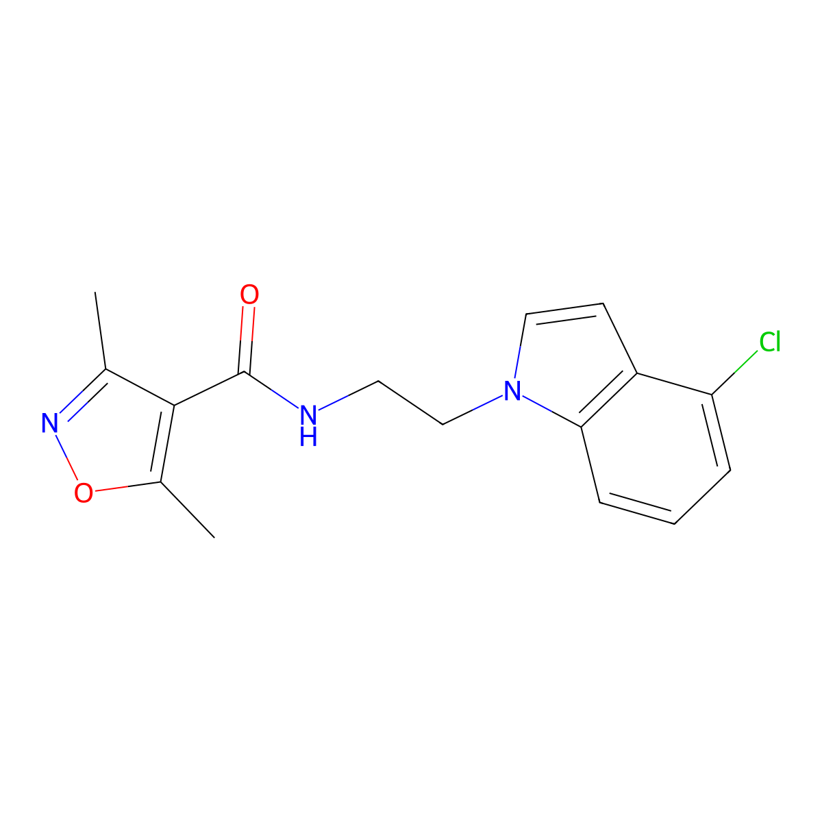N-[2-(4-chloro-1H-indol-1-yl)ethyl]-3,5-dimethyl-4-isoxazolecarboxamide molecular structure, CAS 1630904-31-2