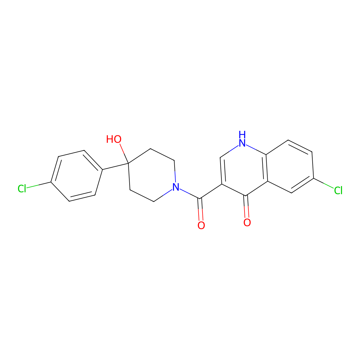 (6-Chloro-4-hydroxyquinolin-3-yl)[4-(4-chlorophenyl)-4-hydroxypiperidin-1-yl]methanone molecular structure, CAS 1630904-41-4