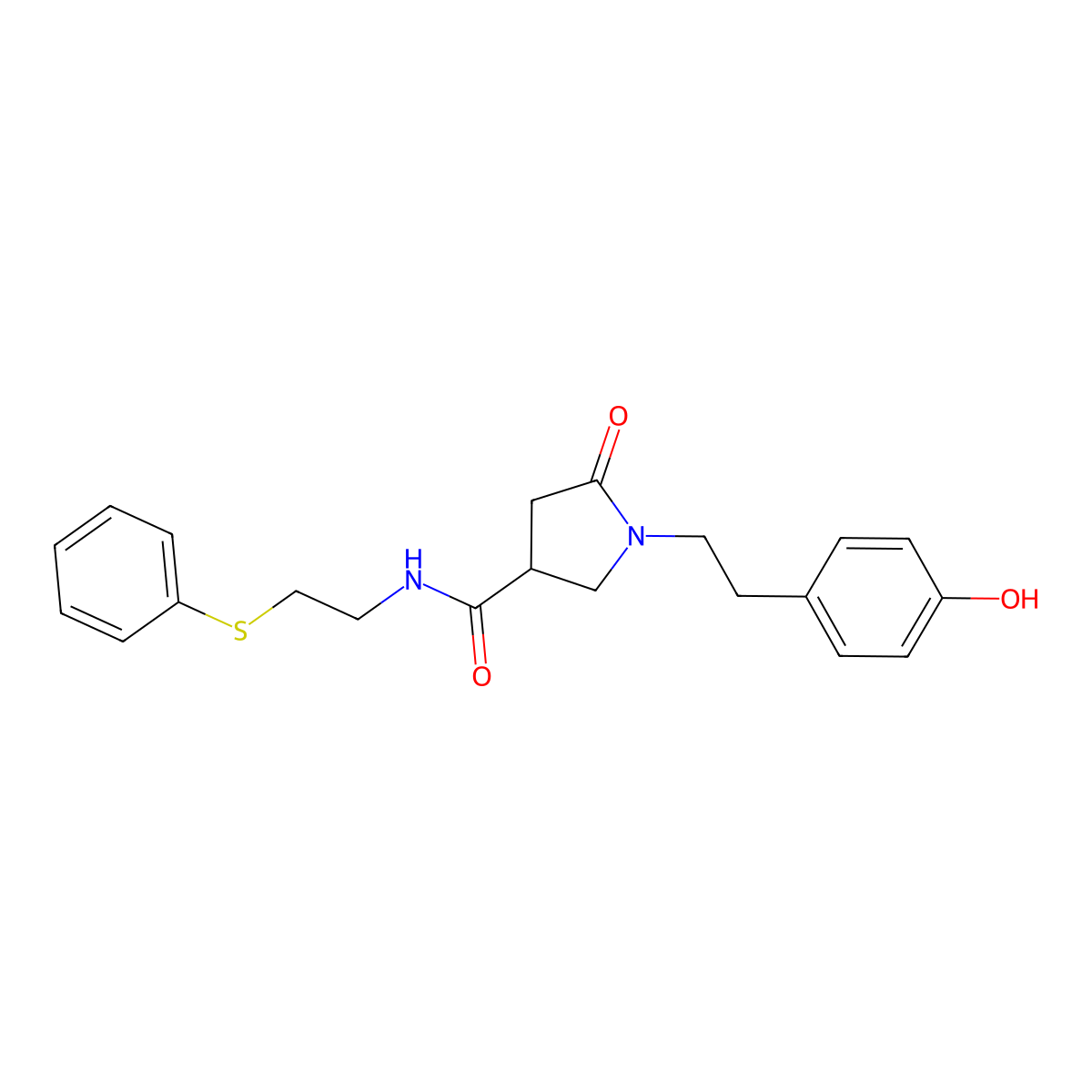 1-[2-(4-hydroxyphenyl)ethyl]-5-oxo-N-[2-(phenylsulfanyl)ethyl]pyrrolidine-3-carboxamide molecular structure, CAS 1630904-64-1