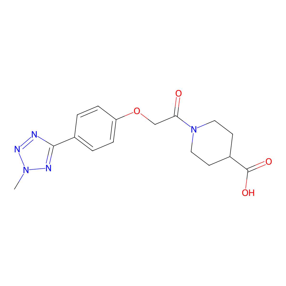 1-{[4-(2-methyl-2H-tetrazol-5-yl)phenoxy]acetyl}piperidine-4-carboxylic acid molecular structure, CAS 1630904-66-3