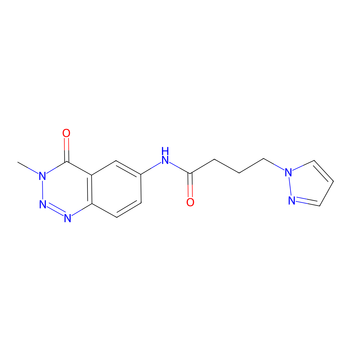 N-(3-methyl-4-oxo-3,4-dihydro-1,2,3-benzotriazin-6-yl)-4-(1H-pyrazol-1-yl)butanamide molecular structure, CAS 1630904-85-6