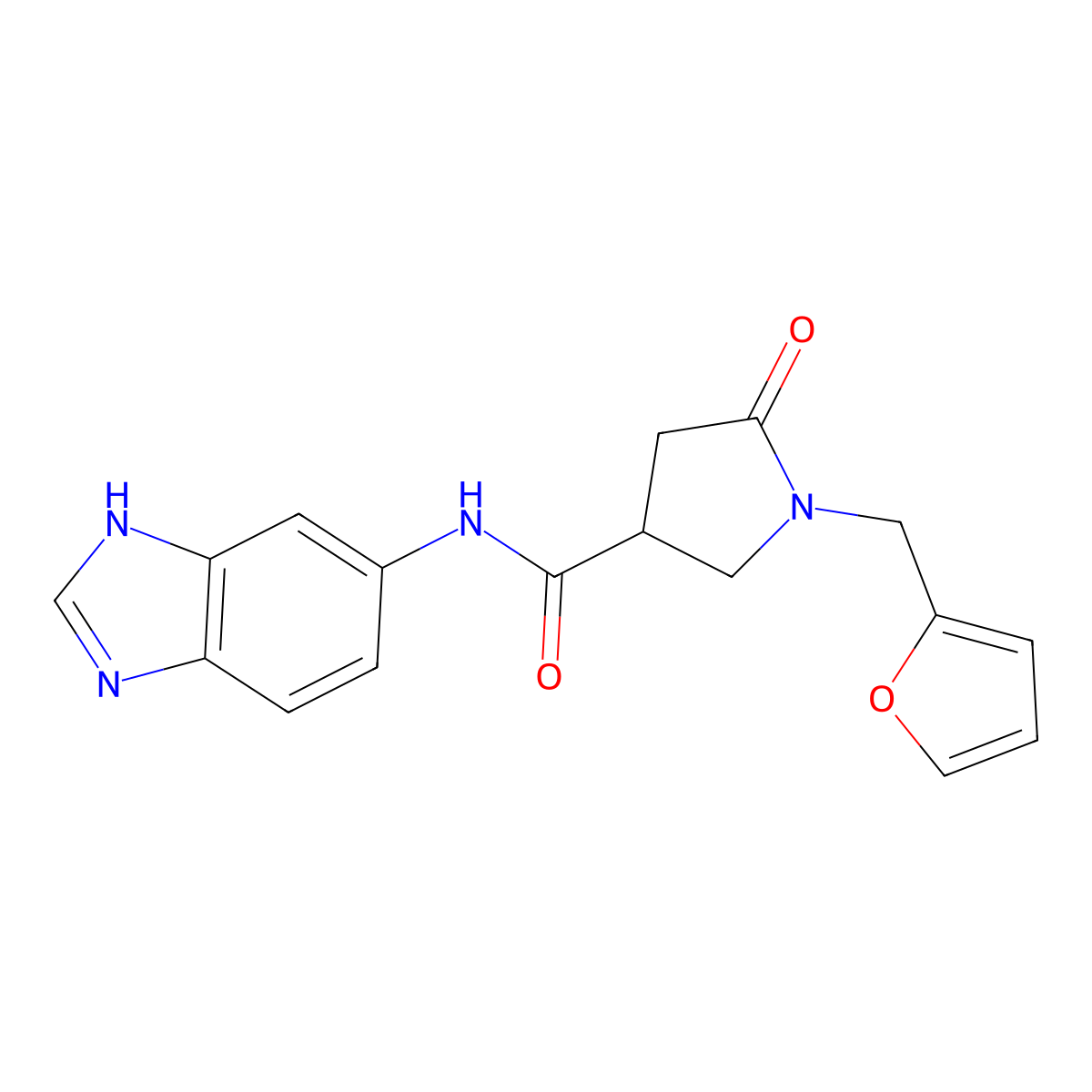 N-(1H-benzimidazol-6-yl)-1-(furan-2-ylmethyl)-5-oxopyrrolidine-3-carboxamide molecular structure, CAS 1630904-91-4