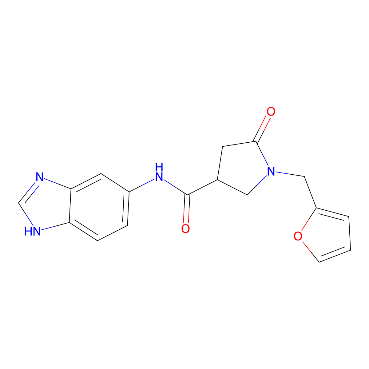 N-(1H-benzimidazol-6-yl)-1-(furan-2-ylmethyl)-5-oxopyrrolidine-3-carboxamide molecular structure, CAS 1630904-91-4