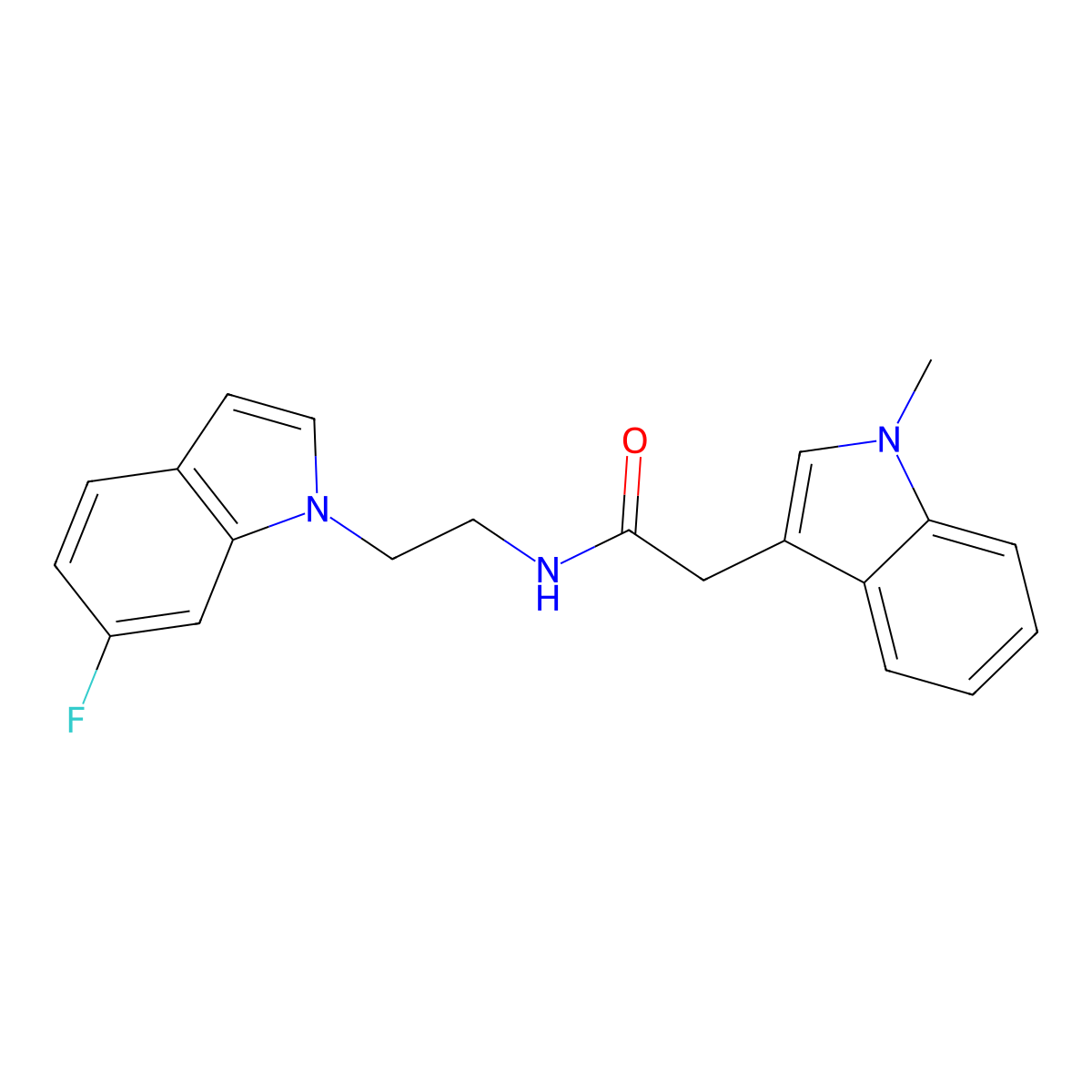 N-[2-(6-fluoro-1H-indol-1-yl)ethyl]-2-(1-methyl-1H-indol-3-yl)acetamide molecular structure, CAS 1630905-10-0