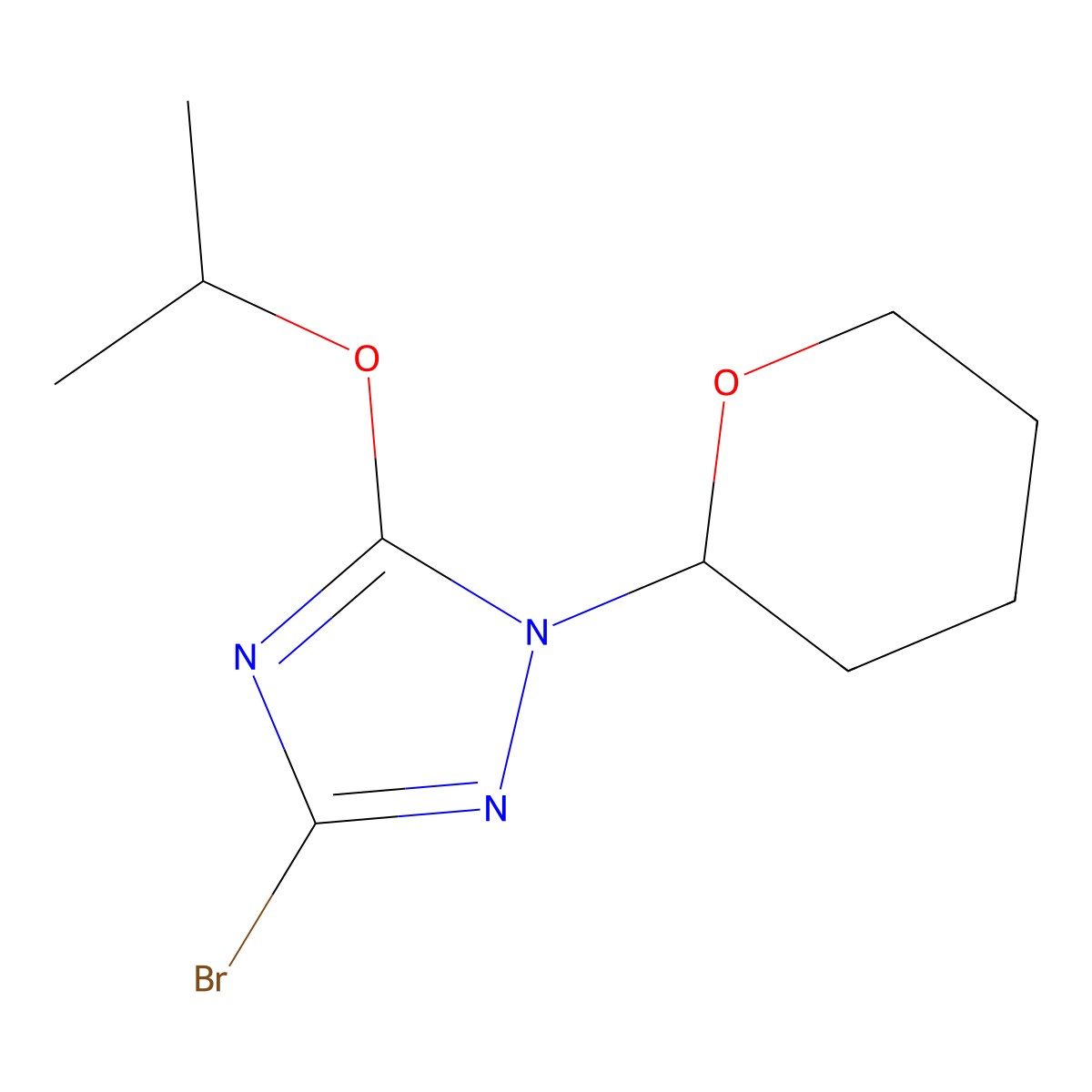 3-Bromo-5-isopropoxy-1-(tetrahydro-2H-pyran-2-yl)-1H-1,2,4-triazole molecular structure, CAS 1630905-12-2