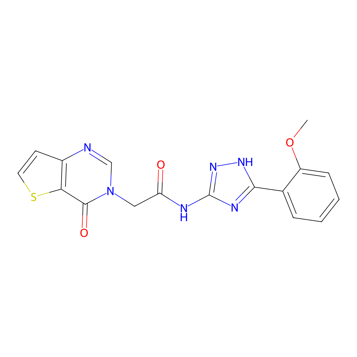 N-[3-(2-methoxyphenyl)-1H-1,2,4-triazol-5-yl]-2-(4-oxothieno[3,2-d]pyrimidin-3(4H)-yl)acetamide molecular structure, CAS 1630905-13-3