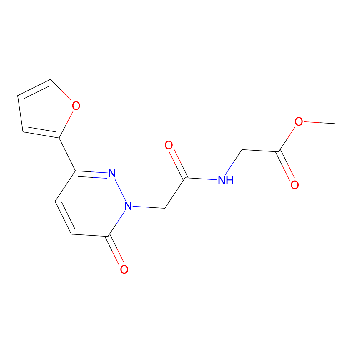 methyl N-{[3-(furan-2-yl)-6-oxopyridazin-1(6H)-yl]acetyl}glycinate molecular structure, CAS 1630905-33-7