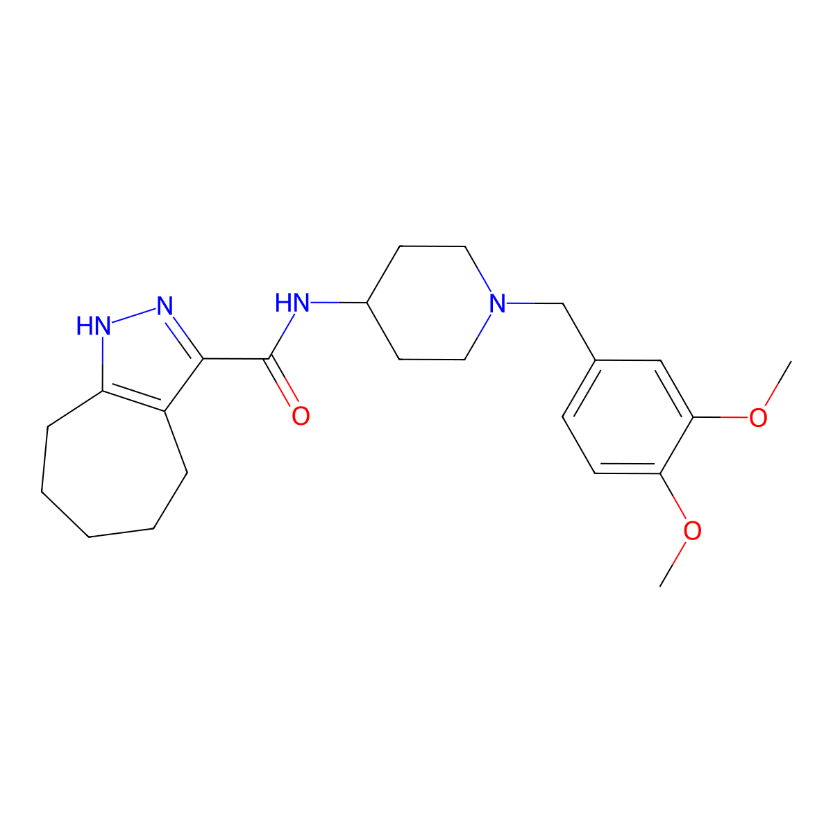 N-[1-(3,4-dimethoxybenzyl)piperidin-4-yl]-2,4,5,6,7,8-hexahydrocyclohepta[c]pyrazole-3-carboxamide molecular structure, CAS 1630905-38-2