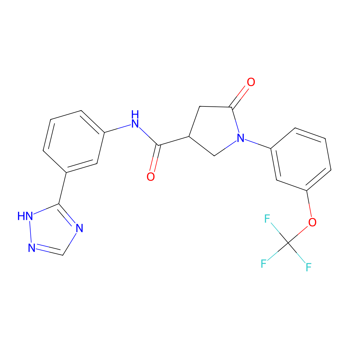 3-Pyrrolidinecarboxamide, 5-oxo-N-[3-(1H-1,2,4-triazol-5-yl)phenyl]-1-[3-(trifluoromethoxy)phenyl]- molecular structure, CAS 1630905-42-8