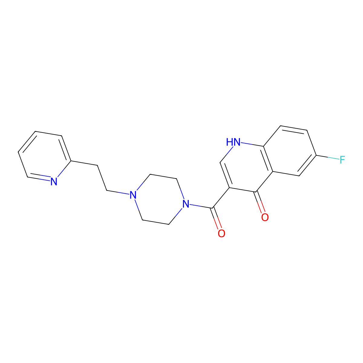 (6-Fluoro-4-hydroxyquinolin-3-yl){4-[2-(pyridin-2-yl)ethyl]piperazin-1-yl}methanone molecular structure, CAS 1630905-48-4