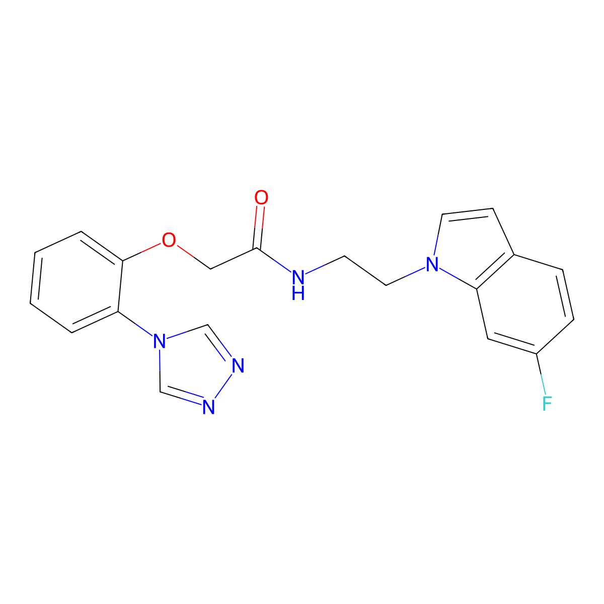 N-[2-(6-fluoro-1H-indol-1-yl)ethyl]-2-[2-(4H-1,2,4-triazol-4-yl)phenoxy]acetamide molecular structure, CAS 1630905-53-1