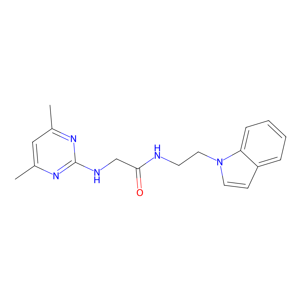 2-[(4,6-dimethyl-2-pyrimidinyl)amino]-N-[2-(1H-indol-1-yl)ethyl]acetamide molecular structure, CAS 1630905-66-6