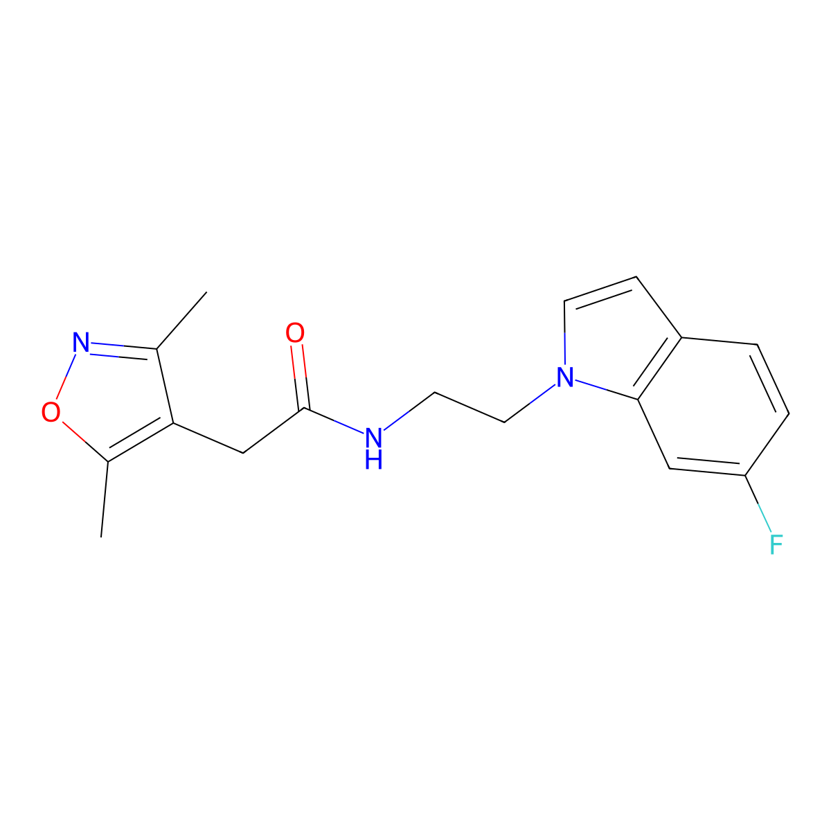 2-(3,5-dimethyl-4-isoxazolyl)-N-[2-(6-fluoro-1H-indol-1-yl)ethyl]acetamide molecular structure, CAS 1630905-71-3