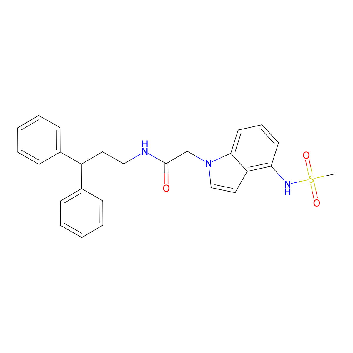 N-(3,3-diphenylpropyl)-2-{4-[(methylsulfonyl)amino]-1H-indol-1-yl}acetamide molecular structure, CAS 1630905-86-0