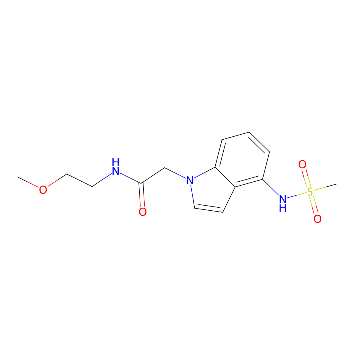 N-(2-methoxyethyl)-2-{4-[(methylsulfonyl)amino]-1H-indol-1-yl}acetamide molecular structure, CAS 1630906-05-6
