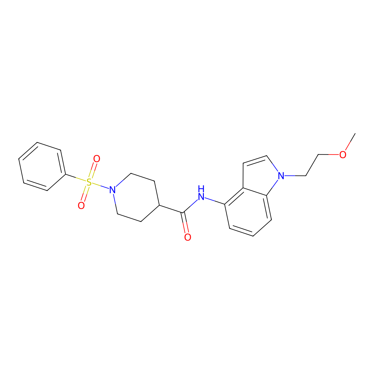 N-[1-(2-methoxyethyl)-1H-indol-4-yl]-1-(phenylsulfonyl)piperidine-4-carboxamide molecular structure, CAS 1630906-13-6