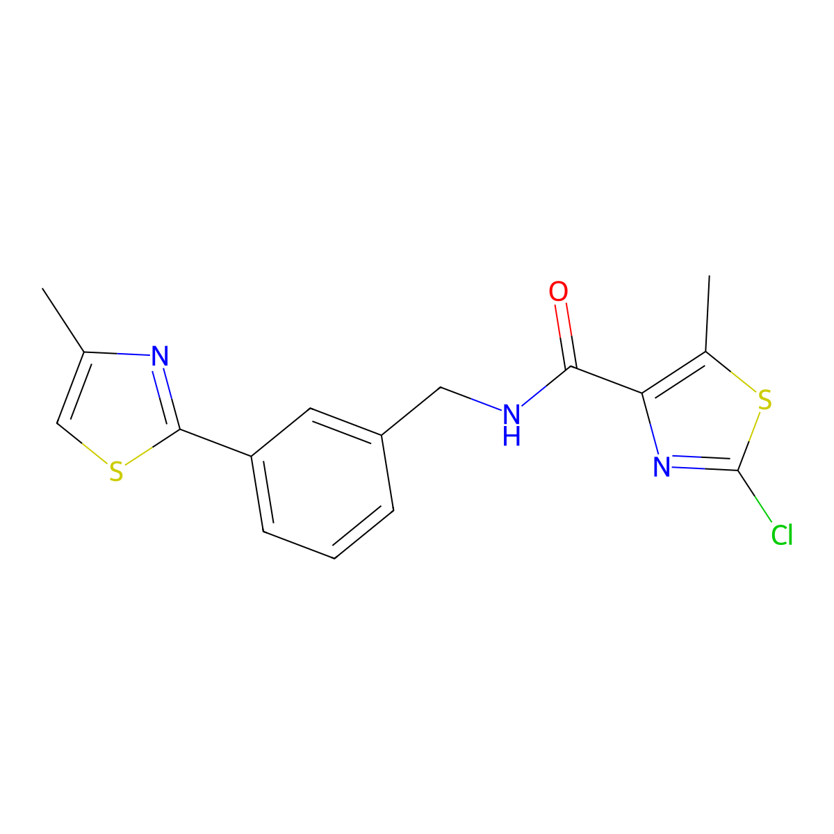 2-chloro-5-methyl-N-[3-(4-methyl-1,3-thiazol-2-yl)benzyl]-1,3-thiazole-4-carboxamide molecular structure, CAS 1630906-15-8