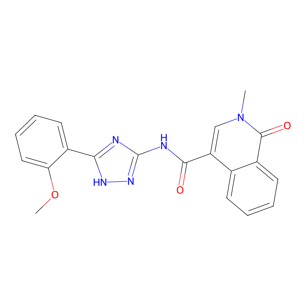 N-[5-(2-methoxyphenyl)-1H-1,2,4-triazol-3-yl]-2-methyl-1-oxo-1,2-dihydroisoquinoline-4-carboxamide molecular structure, CAS 1630906-19-2