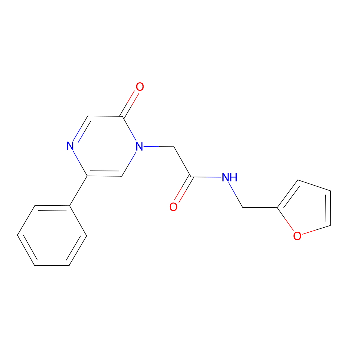 N-(furan-2-ylmethyl)-2-(2-oxo-5-phenylpyrazin-1(2H)-yl)acetamide molecular structure, CAS 1630906-24-9