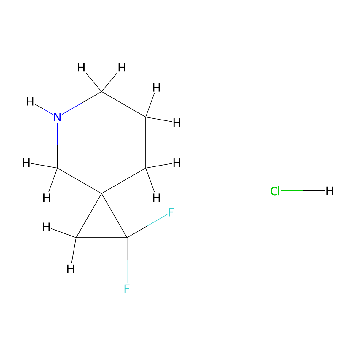 1,1-Difluoro-5-azaspiro[2.5]octane hydrochloride molecular structure, CAS 1630906-35-2
