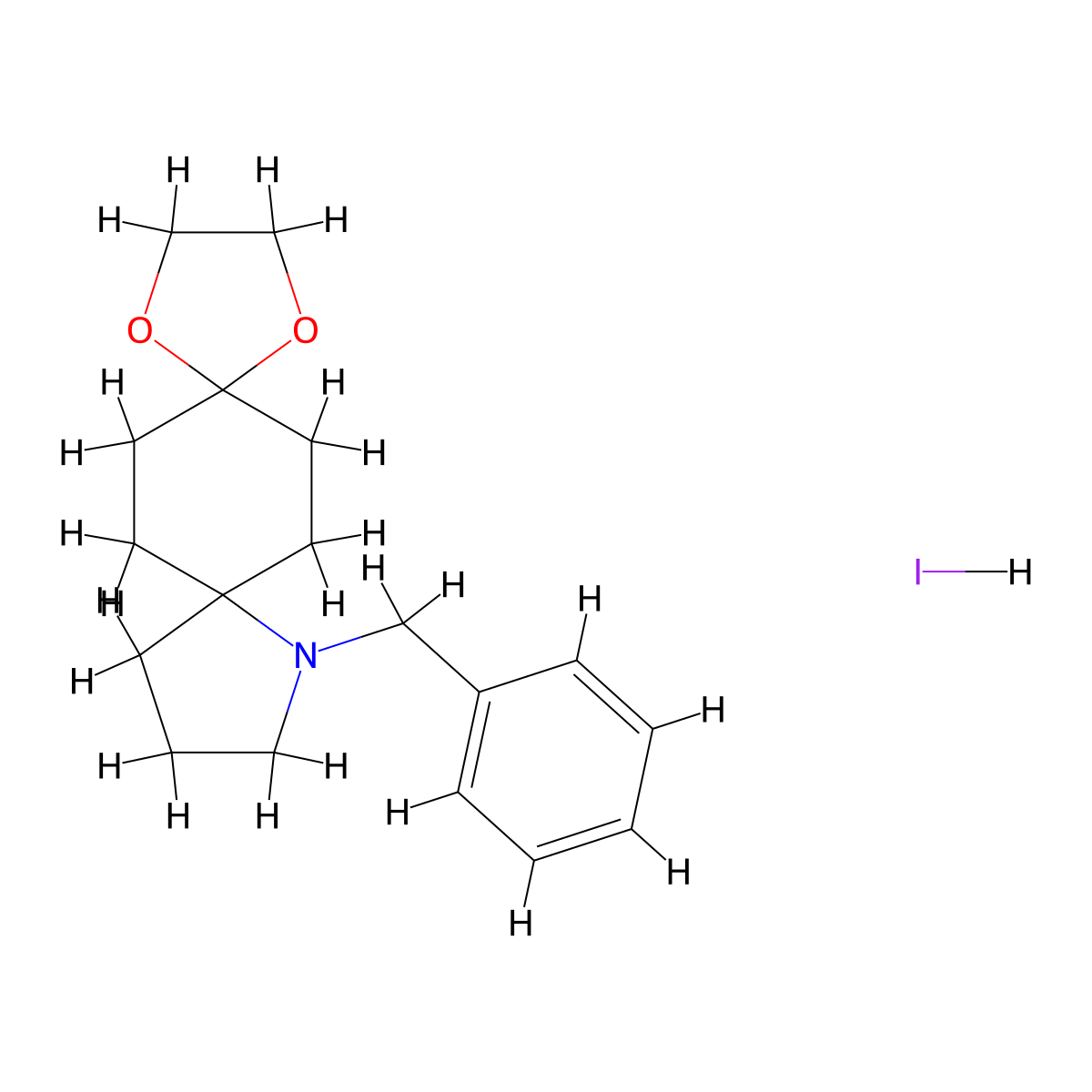 9-Benzyl-1,4-dioxa-9-azadispiro[4.2.4.2]tetradecane hydroiodide molecular structure, CAS 1630906-38-5