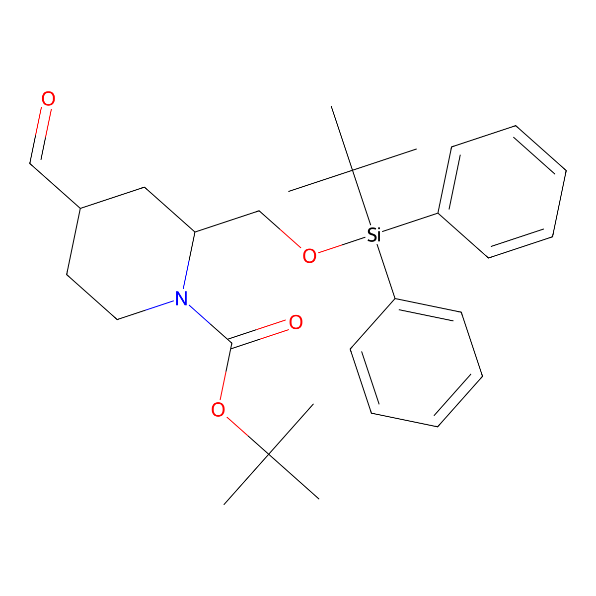 Tert-butyl 2-{[(tert-butyldiphenylsilyl)oxy]methyl}-4-formylpiperidine-1-carboxylate molecular structure, CAS 1630906-46-5