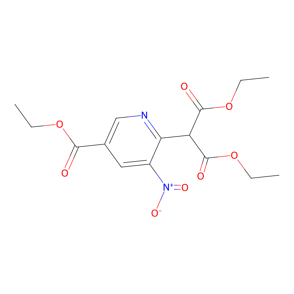 Diethyl 2-(5-(ethoxycarbonyl)-3-nitropyridin-2-yl)malonate molecular structure, CAS 1630906-48-7