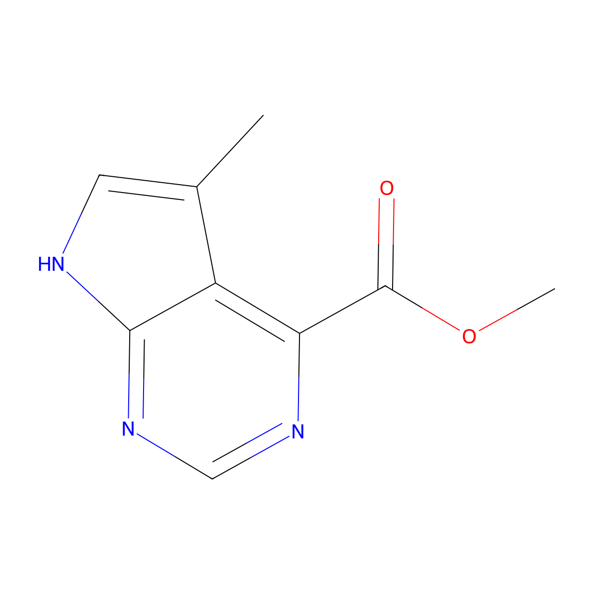 methyl 5-methyl-7H-pyrrolo[2,3-d]pyrimidine-4-carboxylate molecular structure, CAS 1630906-55-6