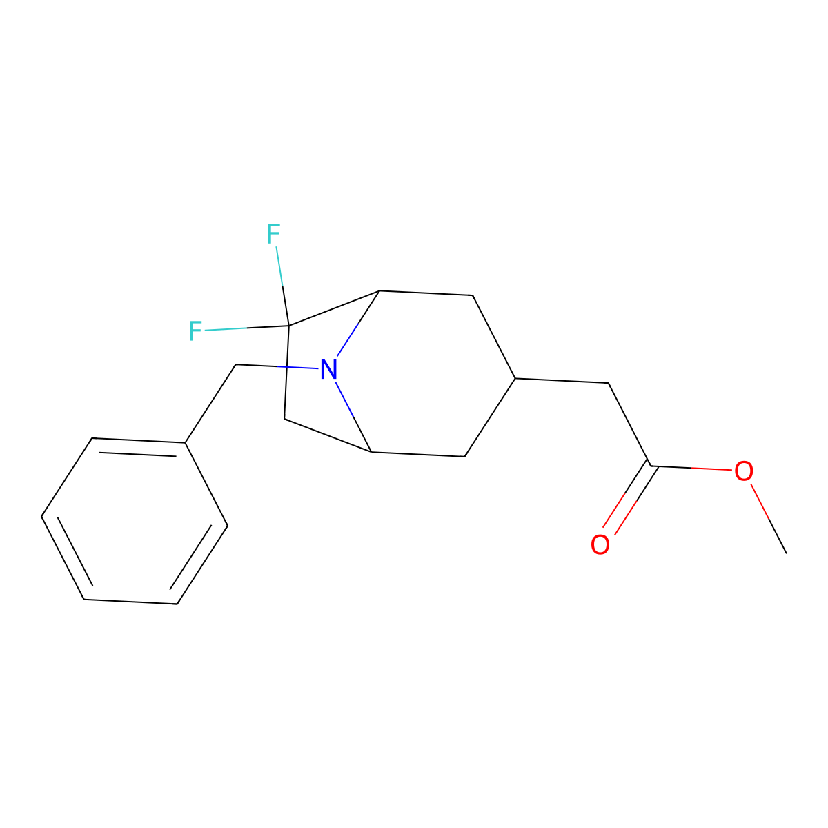 Methyl 2-exo-(8-benzyl-6,6-difluoro-8-azabicyclo[3.2.1]octan-3-yl)acetate molecular structure, CAS 1630906-57-8