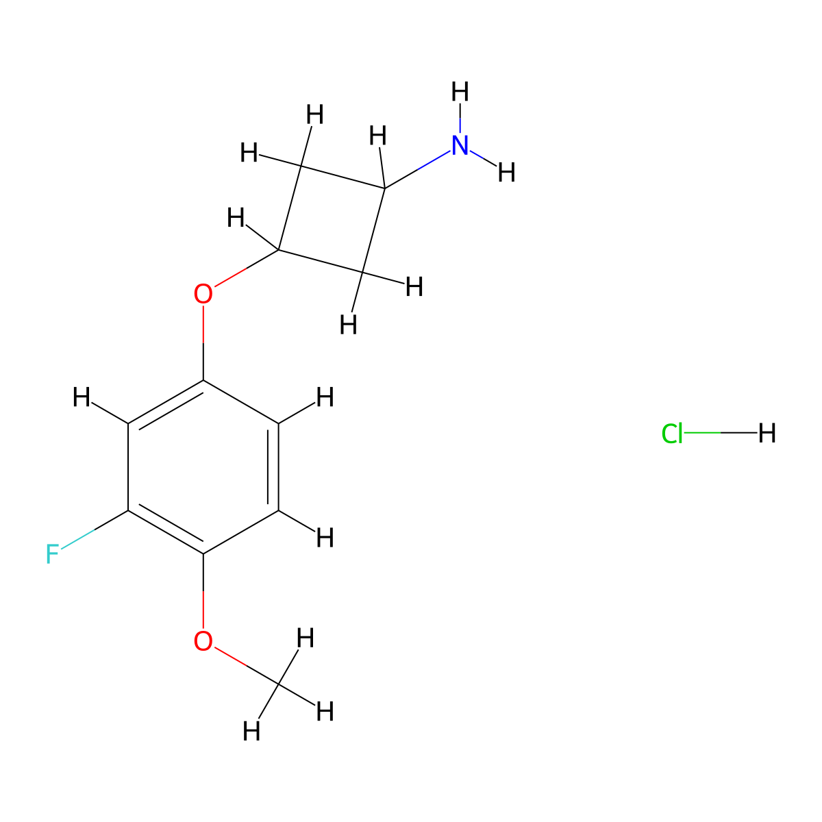 trans-3-(3-Fluoro-4-methoxyphenoxy)cyclobutanamine hydrochloride molecular structure, CAS 1630906-63-6