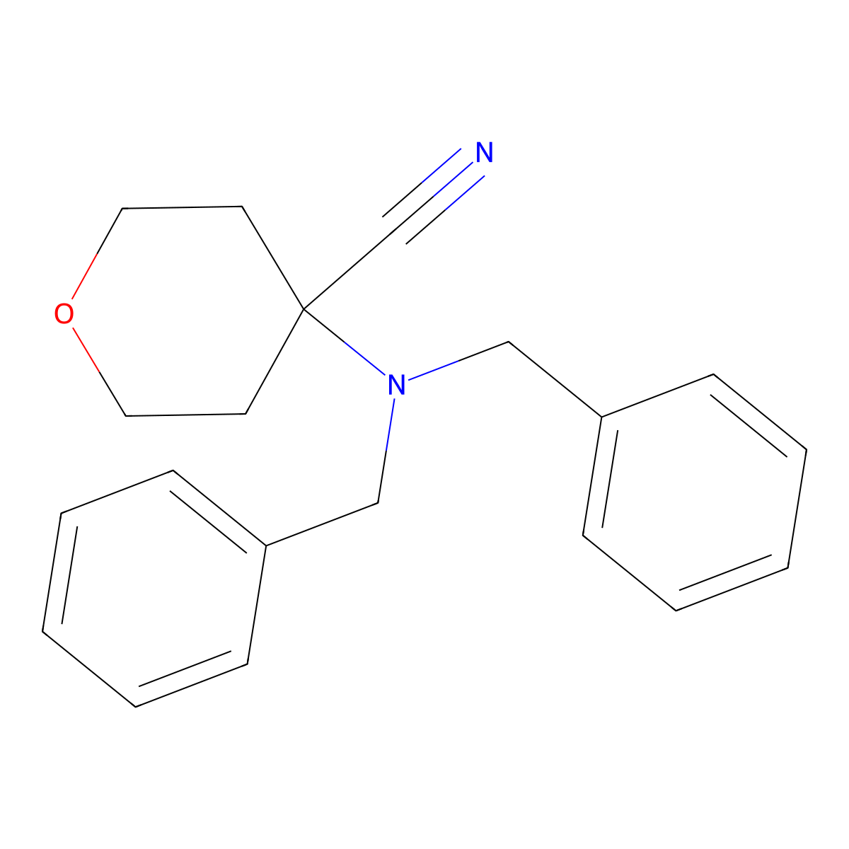 4-(Dibenzylamino)oxane-4-carbonitrile molecular structure, CAS 1630906-81-8