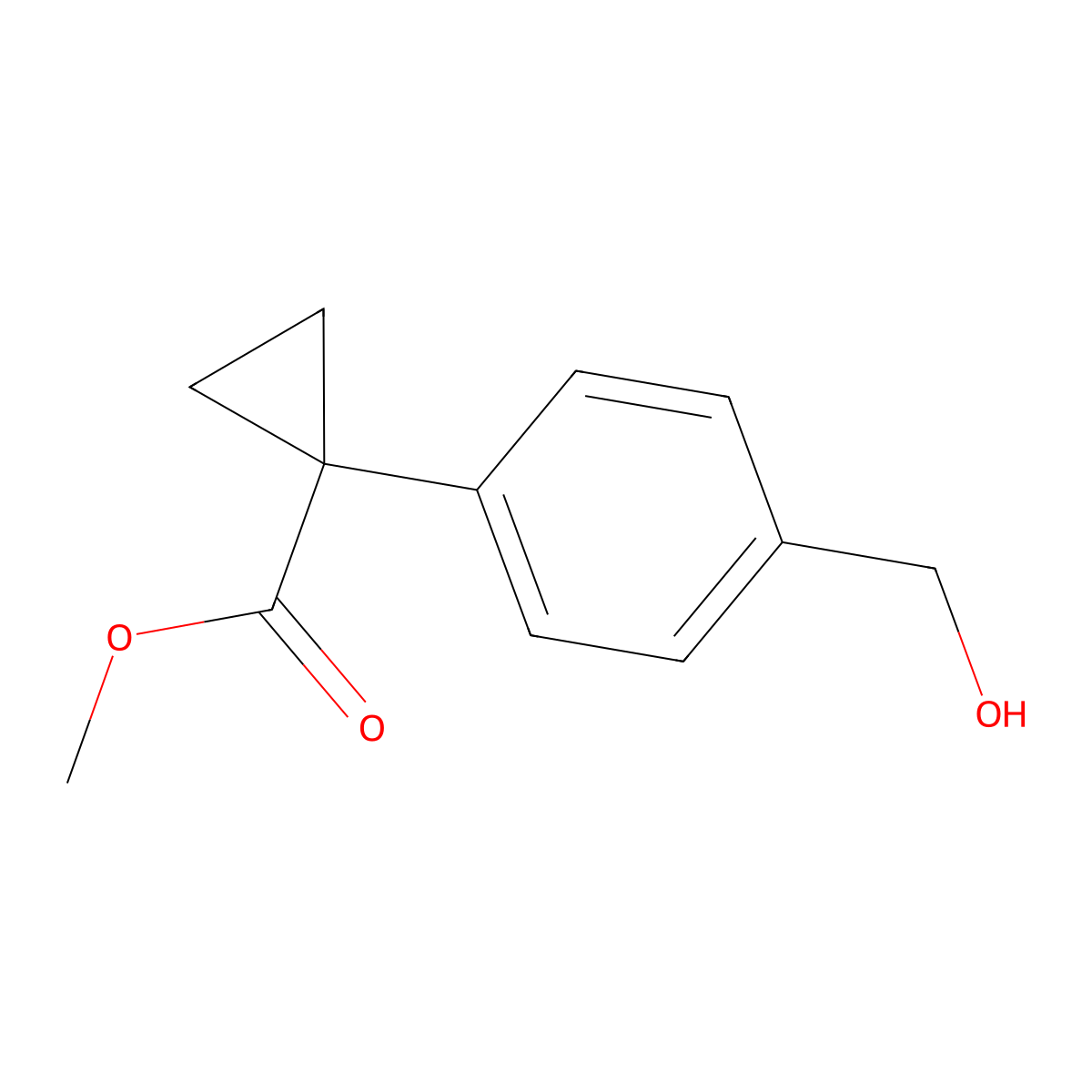 Methyl 1-[4-(hydroxymethyl)phenyl]cyclopropane-1-carboxylate molecular structure, CAS 1630906-85-2