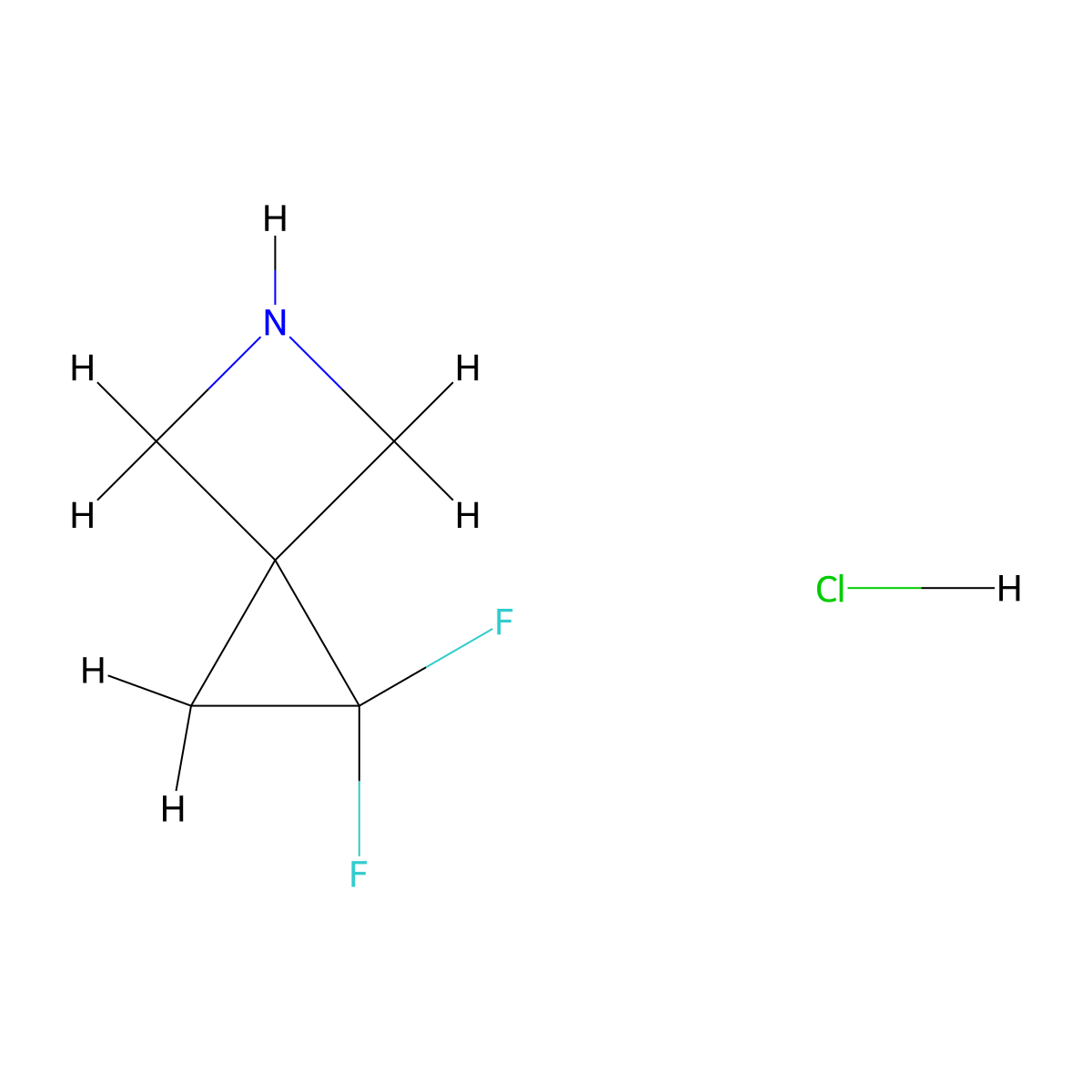 1,1-Difluoro-5-azaspiro(2.3)hexane hydrochloride molecular structure, CAS 1630906-91-0