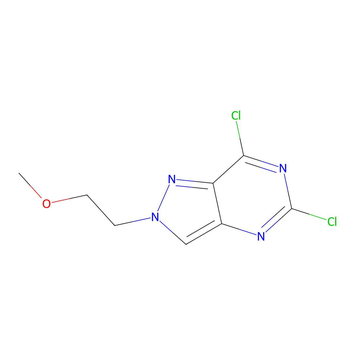 5,7-dichloro-2-(2-methoxyethyl)-2H-pyrazolo[4,3-d]pyrimidine molecular structure, CAS 1630906-96-5