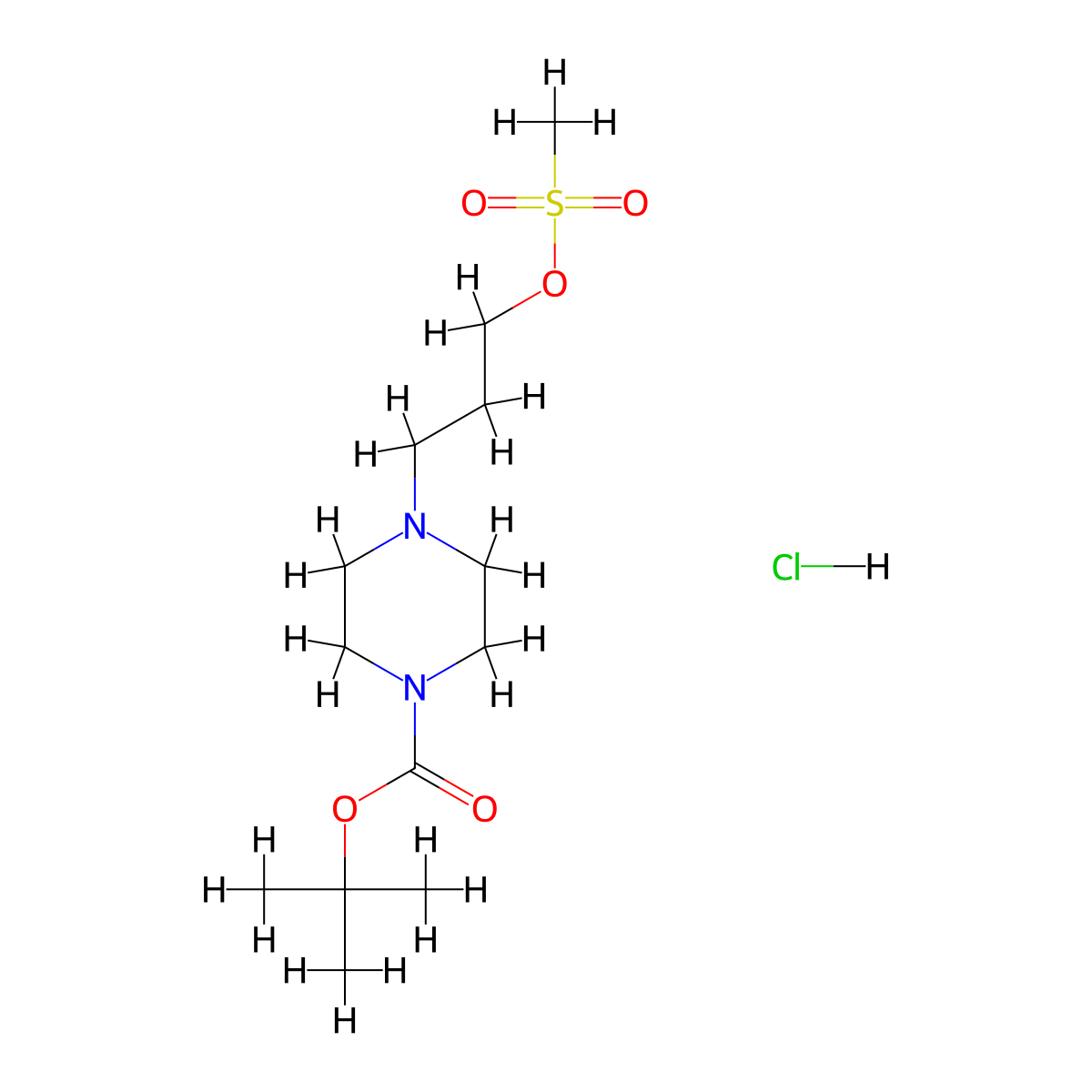 Tert-butyl 4-[3-(methanesulfonyloxy)propyl]piperazine-1-carboxylate hydrochloride molecular structure, CAS 1630906-98-7