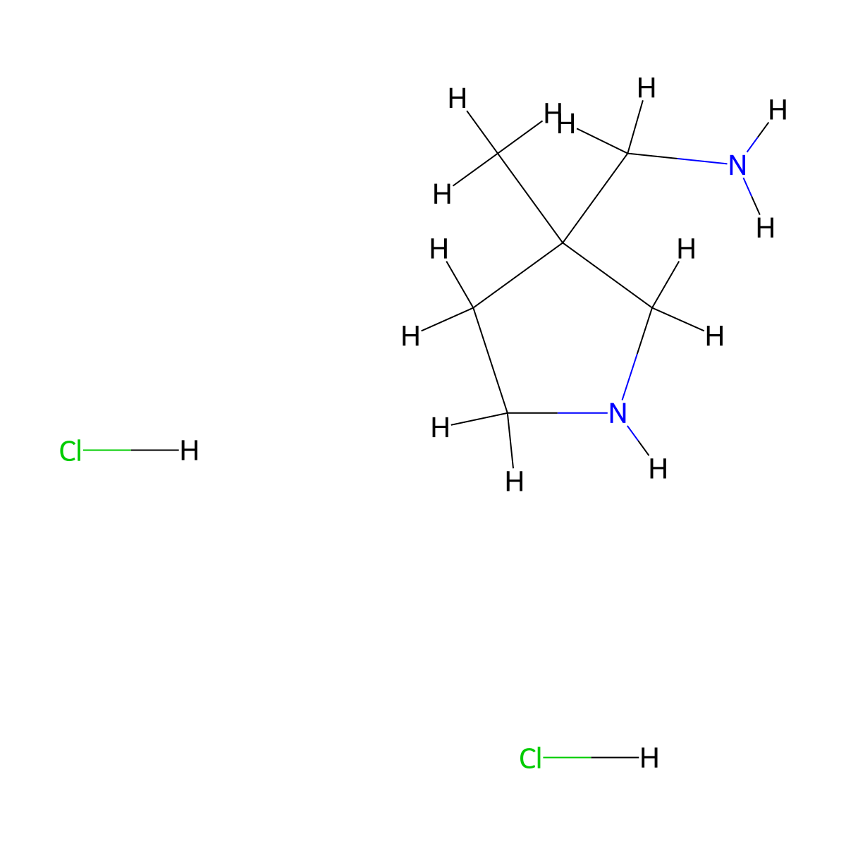 (3-Methylpyrrolidin-3-yl)methanamine dihydrochloride molecular structure, CAS 1630907-02-6