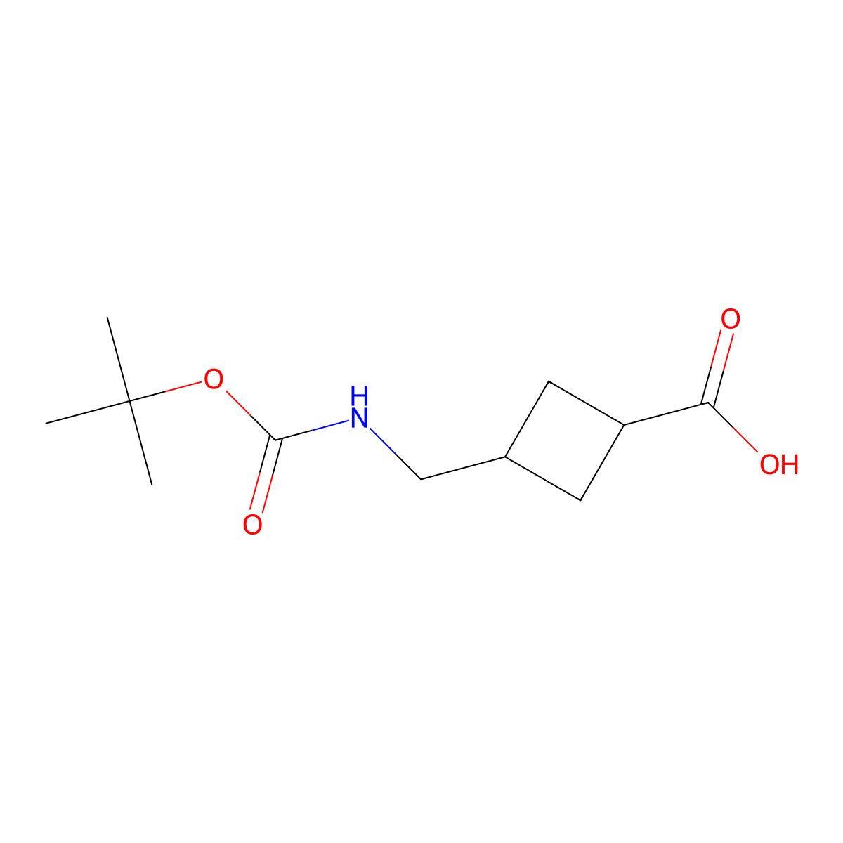 3-({[(Tert-butoxy)carbonyl]amino}methyl)cyclobutane-1-carboxylic acid molecular structure, CAS 1630907-04-8